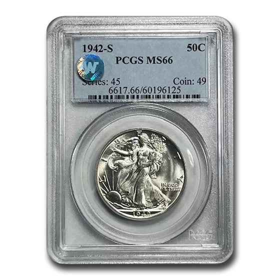 1942-S Walking Liberty Half Dollar MS-66 PCGS 1942-S Walking Liberty Half Dollar MS-66 PCGS