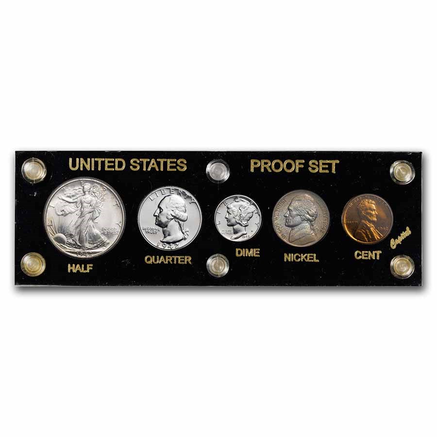 1942 U.S. Proof Set (5-Coins, In Hard Plastic Holder)