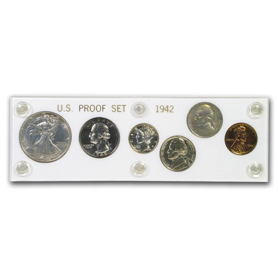 1942 U.S. Proof Set (6-coins, In Hard Capital Plastic Holder) 1942 U.S. Proof Set (6-coins, In Hard Capital Plastic Holder)