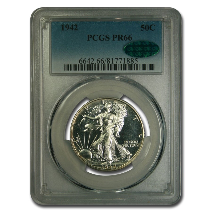 1942 Walking Liberty Half Dollar PR-66 PCGS CAC