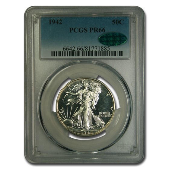 1942 Walking Liberty Half Dollar PR-66 PCGS CAC 1942 Walking Liberty Half Dollar PR-66 PCGS CAC