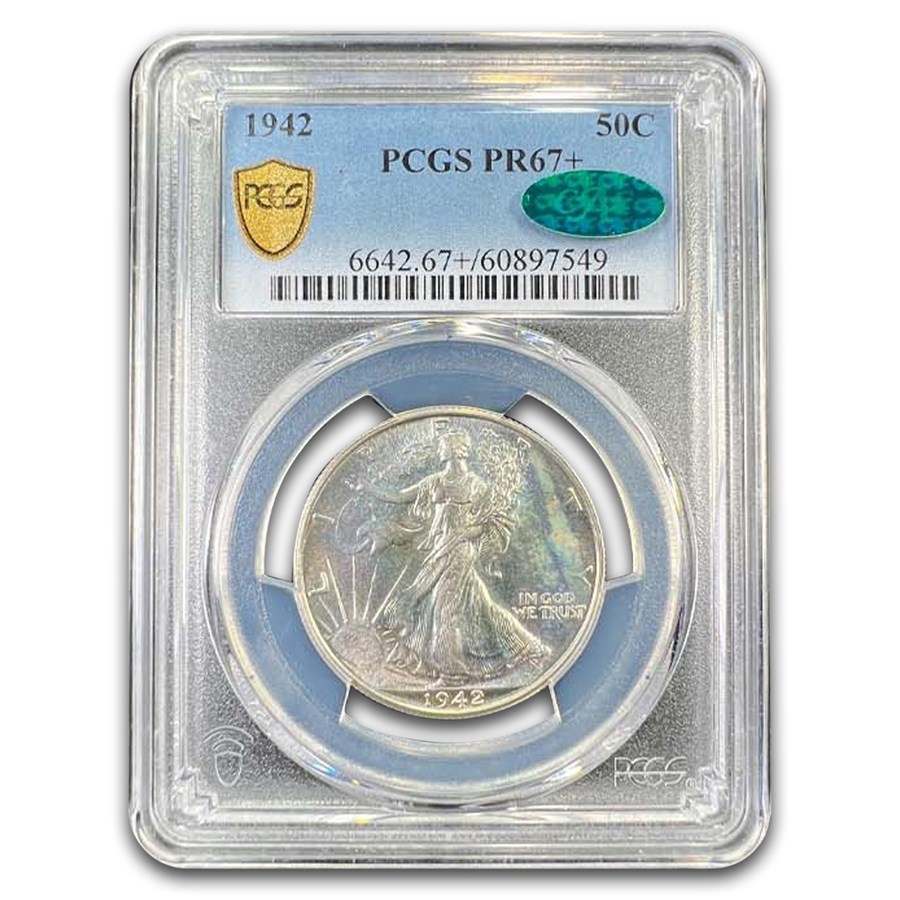1942 Walking Liberty Half Dollar PR-67+ PCGS CAC