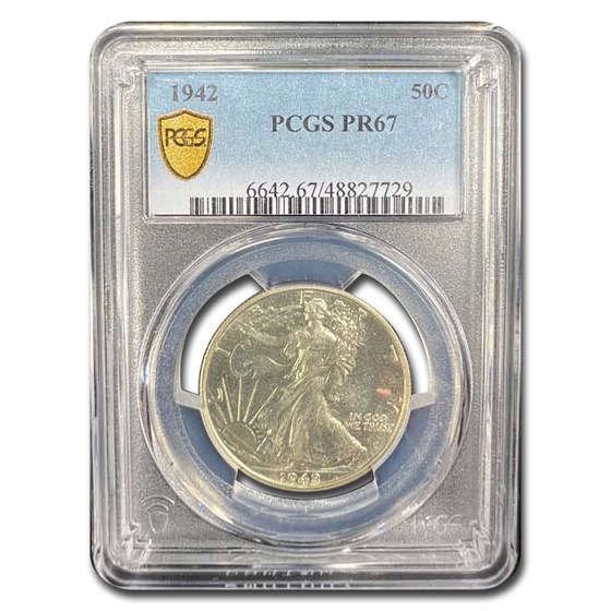 1942 Walking Liberty Half Dollar PR-67 PCGS 1942 Walking Liberty Half Dollar PR-67 PCGS