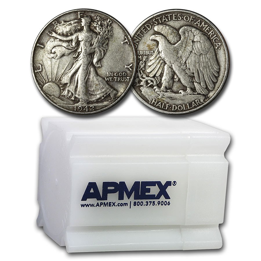 1942 Walking Liberty Halves 20-Coin Roll XF