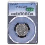 1943/2-P Silver Jefferson Nickel AU-58 PCGS CAC