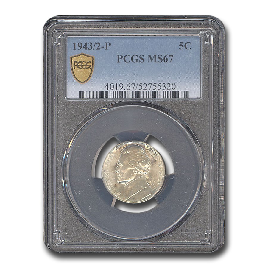 1943/2 Silver Jefferson Nickel MS-67 PCGS