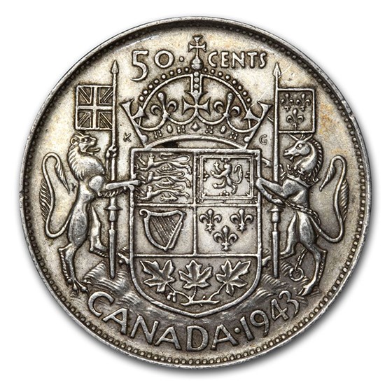 1943 Canada Silver 50 Cents George VI AU 1943 Canada Silver 50 Cents George VI AU