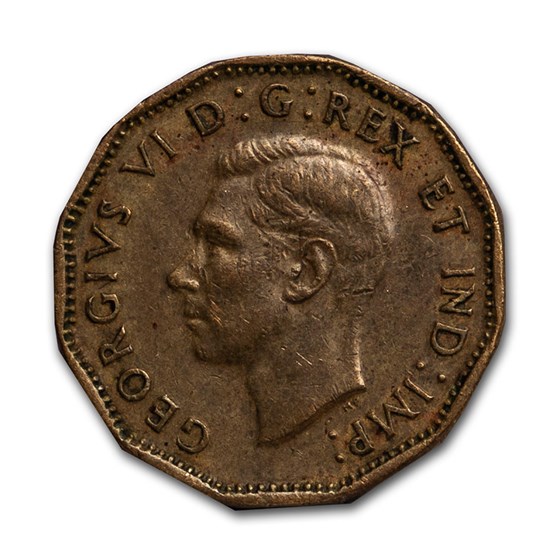 1943 Canada Tombac Brass 5 Cents Avg Circ (Torch on "V") 1943 Canada Tombac Brass 5 Cents Avg Circ (Torch on "V")