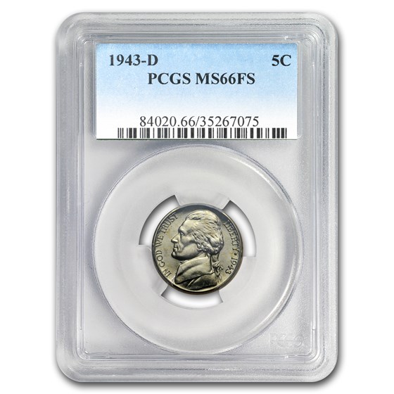 1943-D Jefferson Nickel MS-66 PCGS (FS) 1943-D Jefferson Nickel MS-66 PCGS (FS)