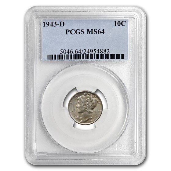 1943-D Mercury Dime MS-64 PCGS 1943-D Mercury Dime MS-64 PCGS