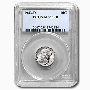 1943-D Mercury Dime MS-65 PCGS (FB) 1943-D Mercury Dime MS-65 PCGS (FB)
