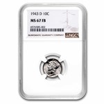 1943-D Mercury Dime MS-67 NGC (FB)