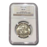 1943-D Walking Liberty Half Dollar MS-64 NGC