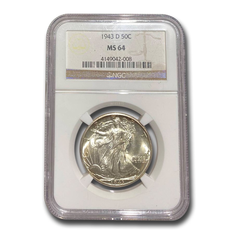 1943-D Walking Liberty Half Dollar MS-64 NGC