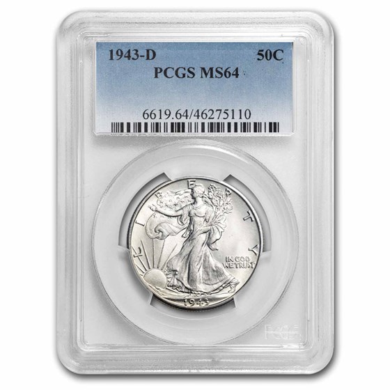 1943-D Walking Liberty Half Dollar MS-64 PCGS 1943-D Walking Liberty Half Dollar MS-64 PCGS