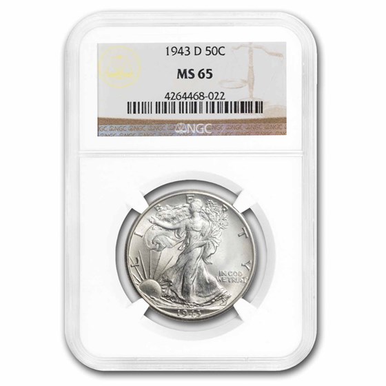 1943-D Walking Liberty Half Dollar MS-65 NGC 1943-D Walking Liberty Half Dollar MS-65 NGC