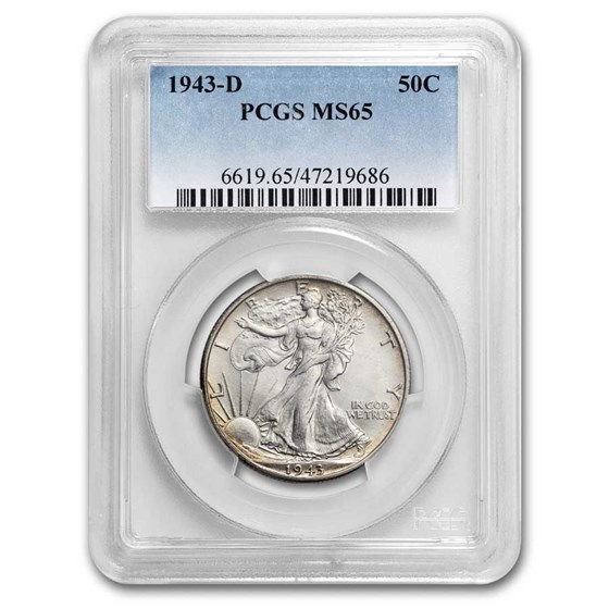 1943-D Walking Liberty Half Dollar MS-65 PCGS 1943-D Walking Liberty Half Dollar MS-65 PCGS