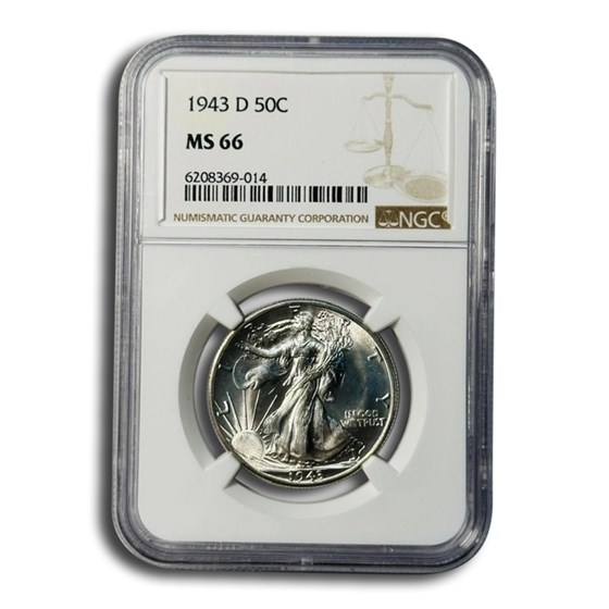1943-D Walking Liberty Half Dollar MS-66 NGC