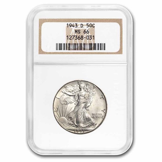 1943-D Walking Liberty Half Dollar MS-66 NGC 1943-D Walking Liberty Half Dollar MS-66 NGC