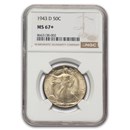 1943-D Walking Liberty Half Dollar MS-67+ NGC