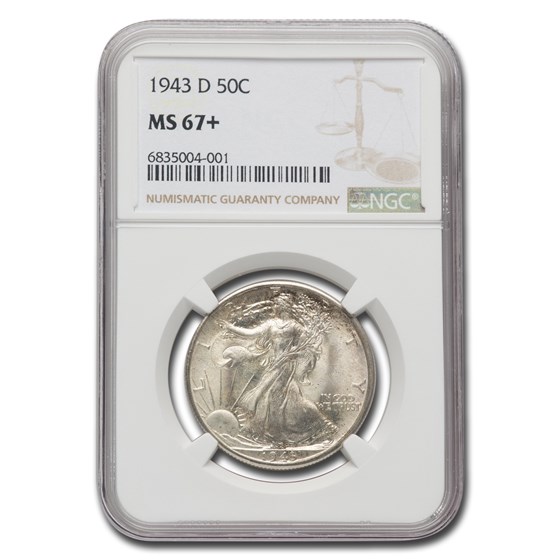 1943-D Walking Liberty Half Dollar MS-67+ NGC 1943-D Walking Liberty Half Dollar MS-67+ NGC