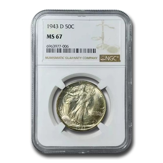 1943-D Walking Liberty Half Dollar MS-67 NGC 1943-D Walking Liberty Half Dollar MS-67 NGC