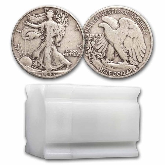 1943-D Walking Liberty Halves 20-Coin Roll Avg Circ 1943-D Walking Liberty Halves 20-Coin Roll Avg Circ