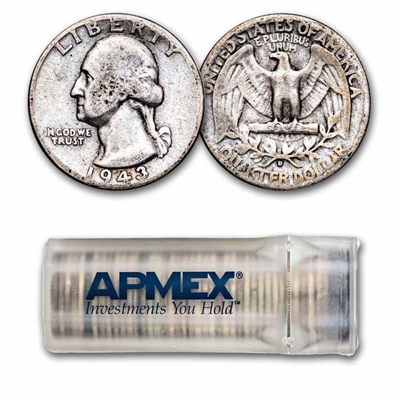 1943-D Washington Quarter 40-Coin Roll Avg Circ 1943-D Washington Quarter 40-Coin Roll Avg Circ