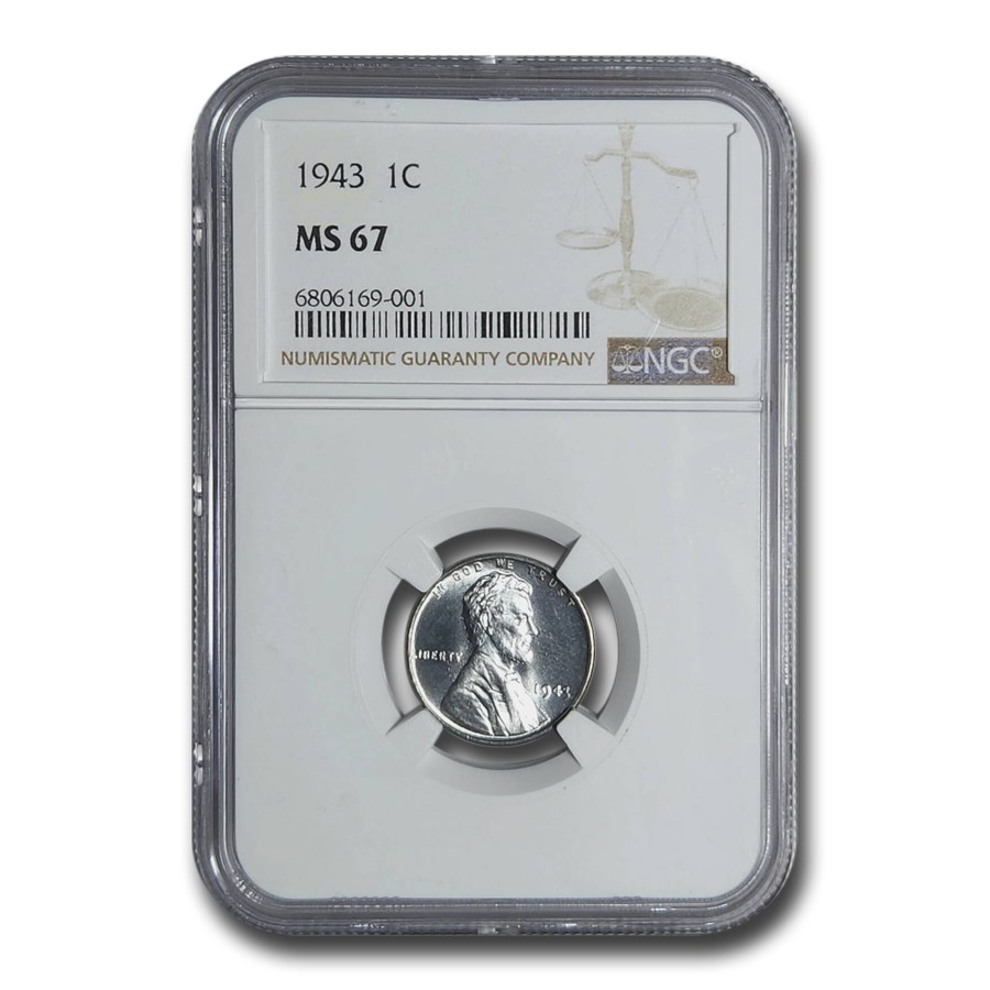 1943 Lincoln Cent MS-67 NGC
