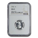 1943 Lincoln Cent MS-67 NGC