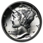 1943 Mercury Dime 50-Coin Roll BU