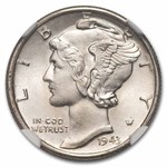 1943 Mercury Dime MS-66 NGC (FB)