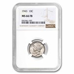 1943 Mercury Dime MS-66 NGC (FB)