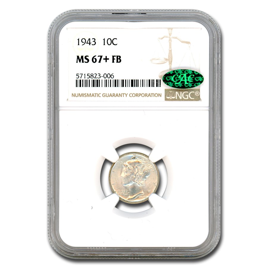 1943 Mercury Dime MS-67+ NGC CAC (FB)