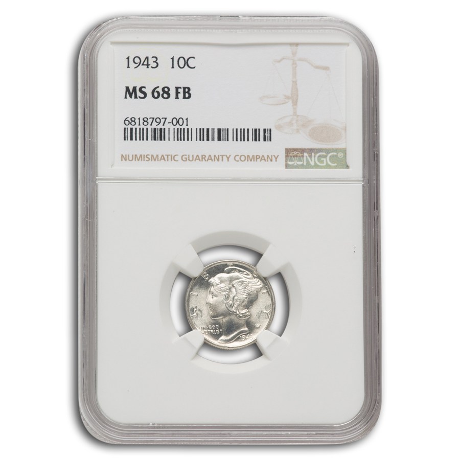 1943 Mercury Dime MS-68 NGC (FB)