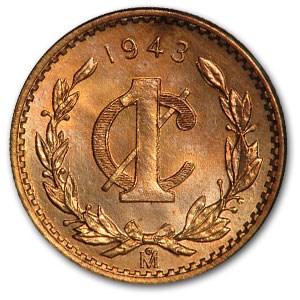1943 Mexico Centavo Bronze BU Red KM#415 1943 Mexico Centavo Bronze BU Red KM#415