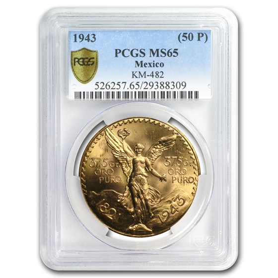 1943 Mexico Gold 50 Pesos MS-65 PCGS 1943 Mexico Gold 50 Pesos MS-65 PCGS
