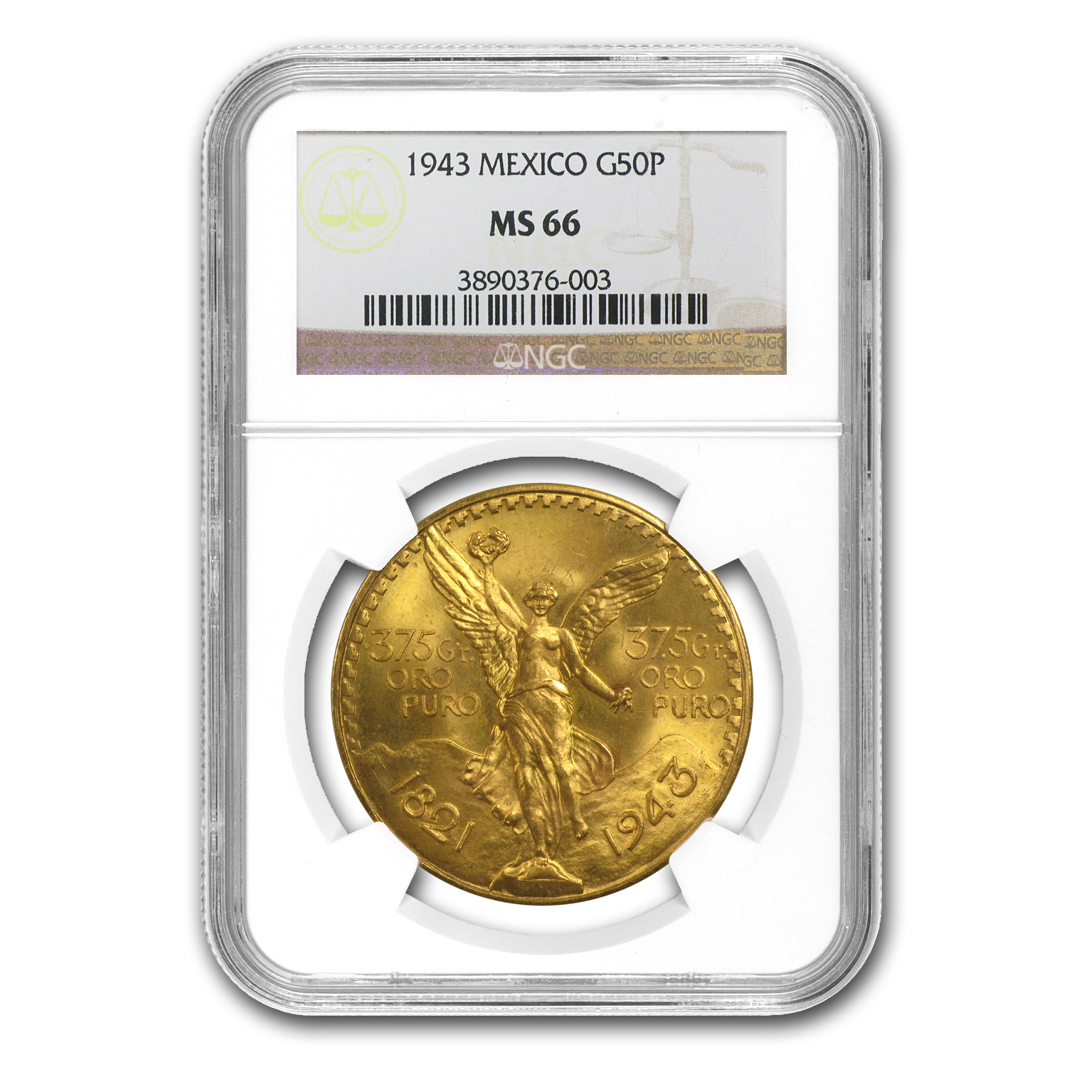 Buy 1943 Mexican Gold 50 Pesos MS-66 NGC | APMEX