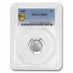 1943 P-D-S Lincoln Cent 3-Coin Set MS-67 PCGS