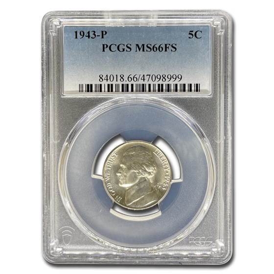 1943-P Jefferson Nickel MS-66 PCGS (Full Steps) 1943-P Jefferson Nickel MS-66 PCGS (Full Steps)