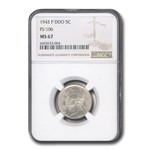 1943-P Silver Jefferson Nickel MS-67 NGC (Doubled Die)