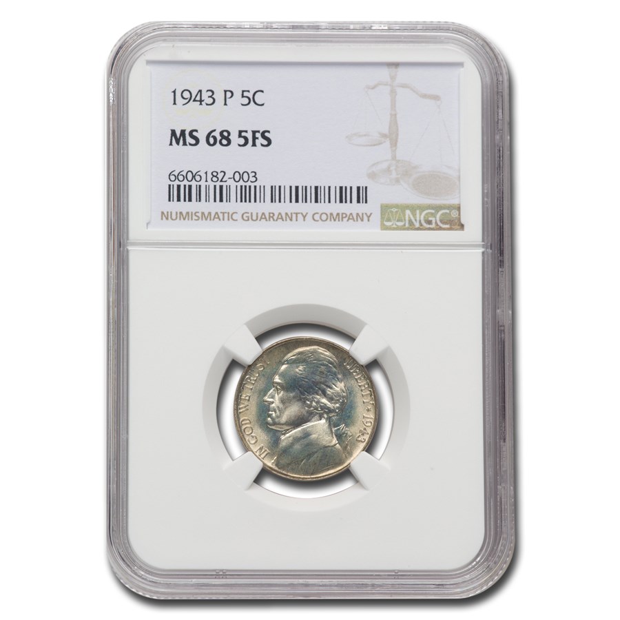 1943-P Silver Jefferson Nickel MS-68 NGC (5FS)