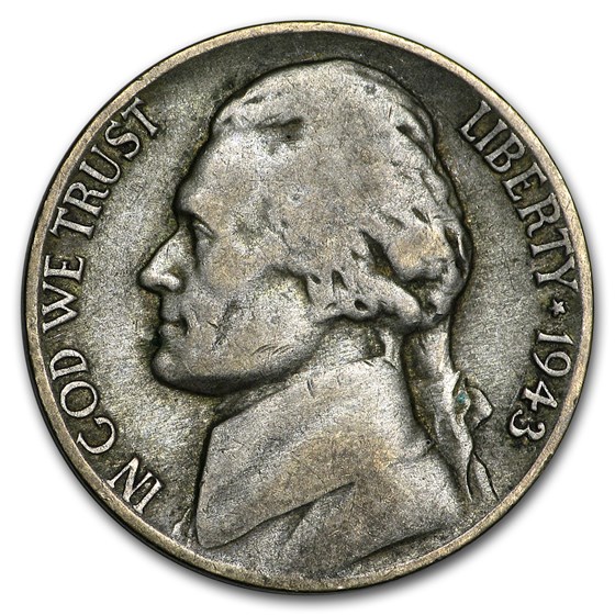 1943-P Silver Wartime Jefferson Nickel Avg Circ 1943-P Silver Wartime Jefferson Nickel Avg Circ