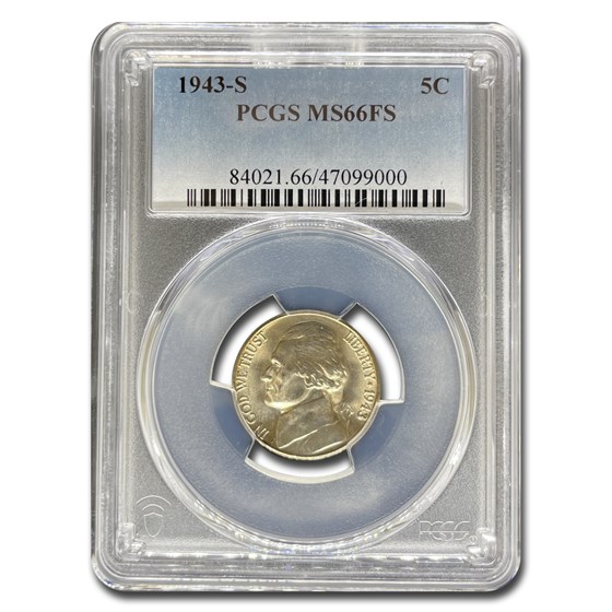 1943-S Jefferson Nickel MS-66 PCGS (FS) 1943-S Jefferson Nickel MS-66 PCGS (FS)