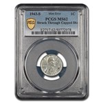 1943-S Lincoln Cent MS-62 PCGS (Struck Through Capped Die)