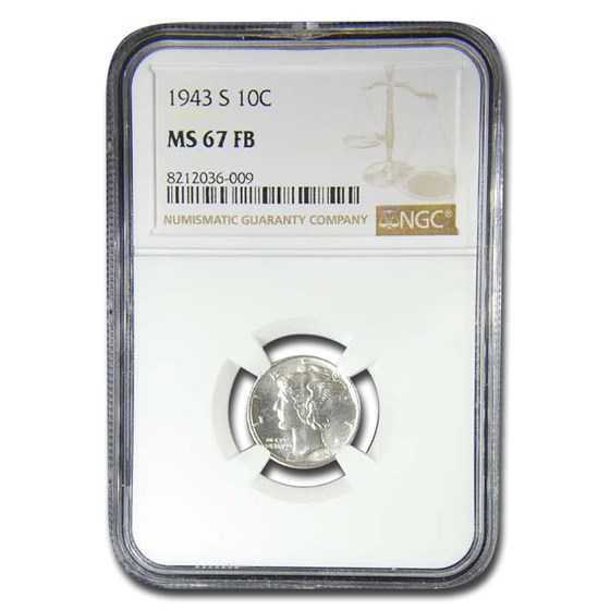 1943-S Mercury Dime MS-67 NGC (FB) 1943-S Mercury Dime MS-67 NGC (FB)