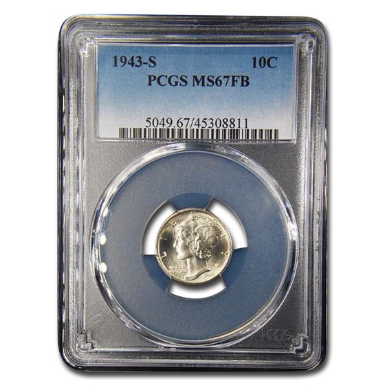 1943-S Mercury Dime MS-67 PCGS (FB) 1943-S Mercury Dime MS-67 PCGS (FB)