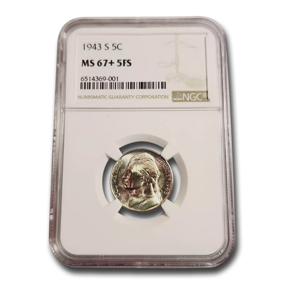 1943-S Silver Jefferson Nickel MS-67+ NGC (FS) 1943-S Silver Jefferson Nickel MS-67+ NGC (FS)