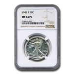 1943-S Walking Liberty Half Dollar MS-64 NGC (PL)