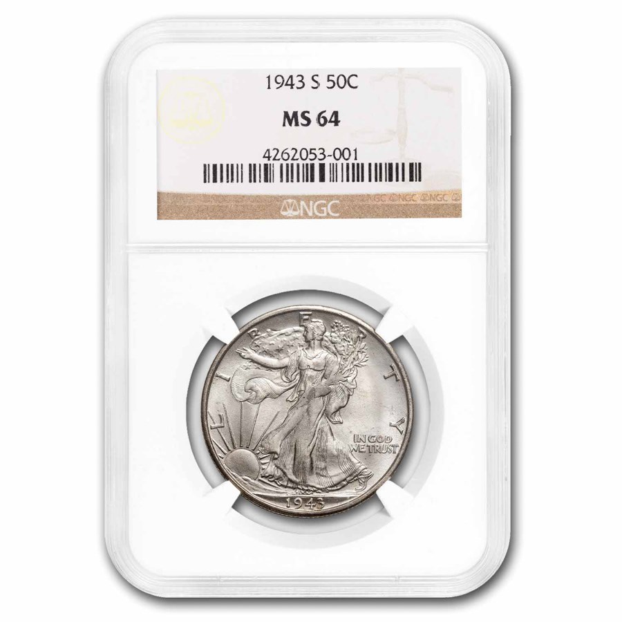 1943-S Walking Liberty Half Dollar MS-64 NGC